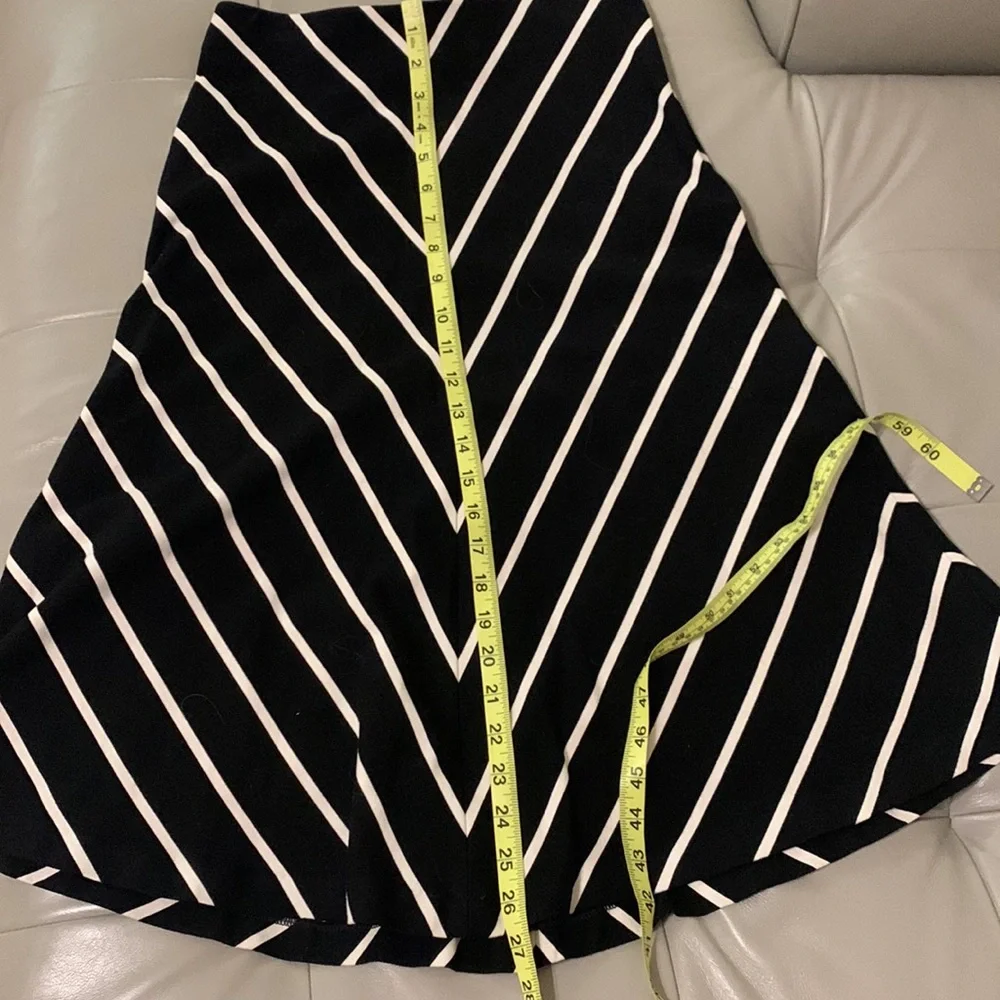 White House and black market Chevron Striped A-Line Ponte Midi Skirt